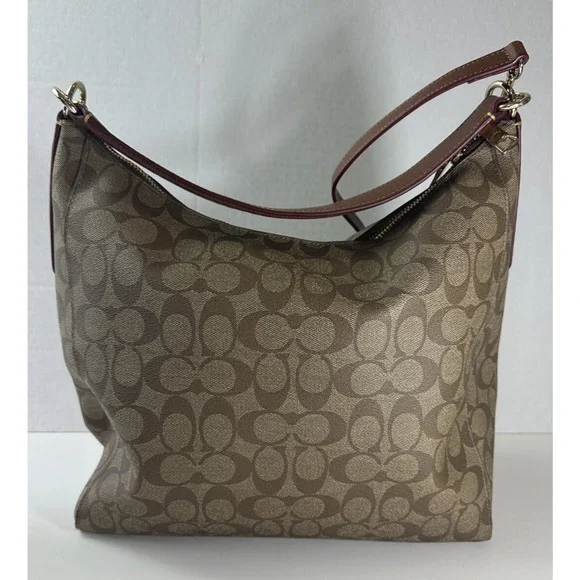 Coach Celeste Convertible Hobo Monogram Signature Coated Canvas Brn Shoulder Bag - Picture 12 of 16